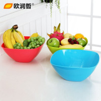 欧润哲(ORANGE) 3只装大号PP塑料方形厨房洗菜篮子家用水果盆客厅水果盘食物收纳盆106269