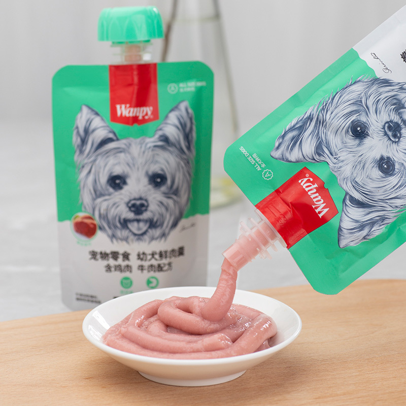 顽皮Wanpy宠物零食幼犬用鲜肉羹含鸡肉+牛肉配方90g