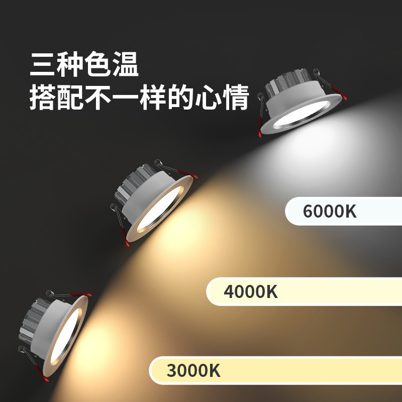 ZNC 5W-开孔6.5*8.5CM白色筒灯 嵌入式家用吊顶走廊客厅led筒灯