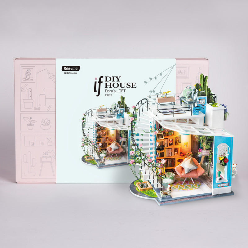 若态若来diy双层小屋 手工制作拼装小房子模型玩具创意拼插拼图艺术屋男生女生生日礼物 DG12朵拉的马卡龙天台