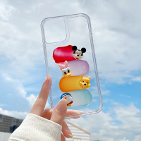 ASPOR立体卡通奶油涂鸦滴胶款手机保护壳iPhone11/12系列Pro/max创意可爱透明软壳防摔防滑孔位精准