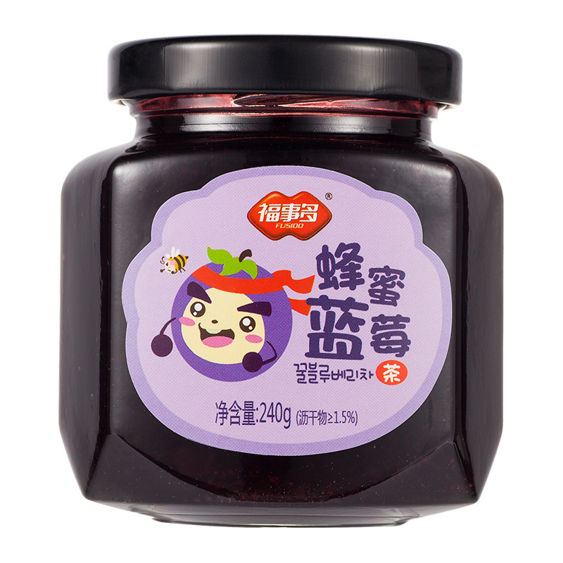 福福事多蜂蜜蓝莓茶240g冲饮泡水喝的冲泡饮品韩式水果茶饮果酱