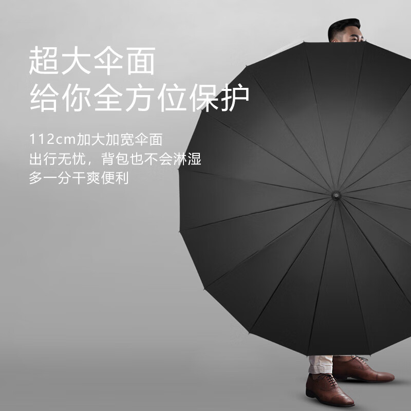 左都 ZD121藤木16骨长柄伞雨伞 [睿智蓝]16骨抗风高清大图