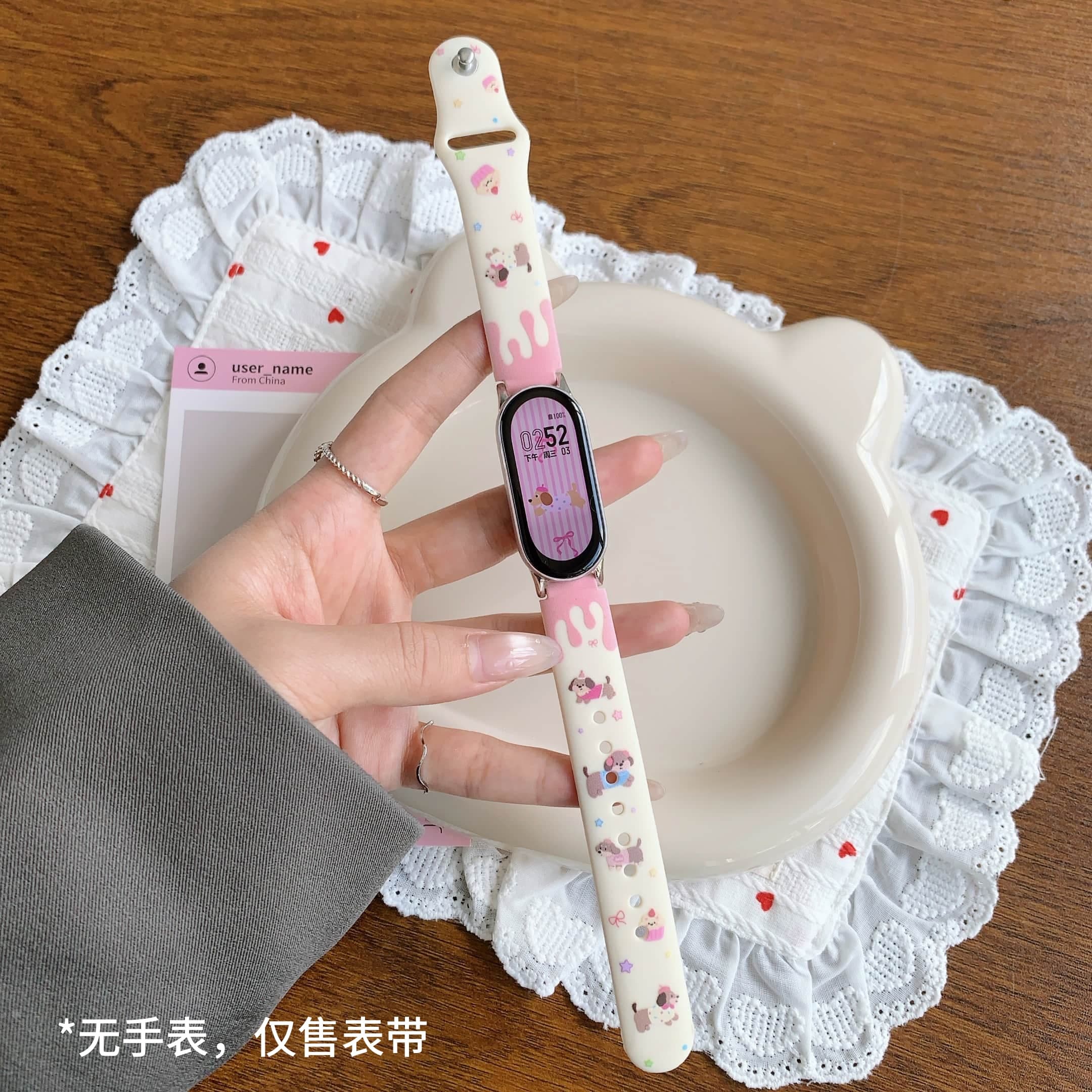 适用小米手环10代NFC液态硅胶手环腕带9/8/7/6/5/4/3高级女生时尚运动透气手表表带智能可爱替换带3264高清大图