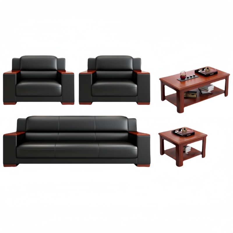 悦兴诚办公沙发206*84*93cm(1+1+3+茶几+边几)套高清大图