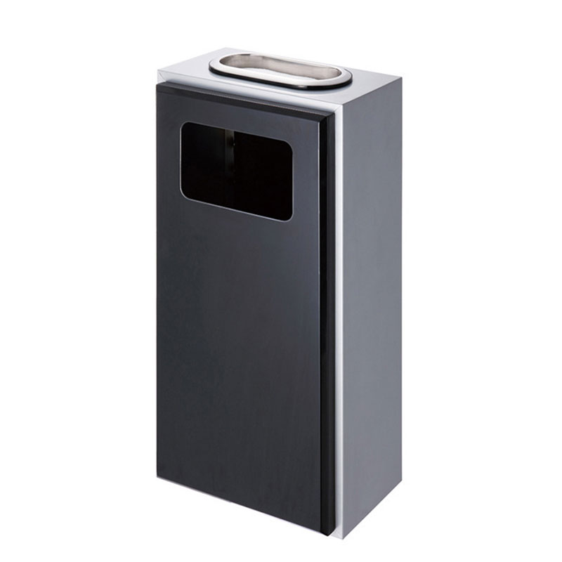 商用GPX-4A垃圾桶立式铝合金果皮桶带烟灰槽酒店电梯间 GPX-4B 银灰色配黑色高清大图