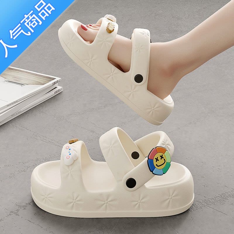 SUNTEK凉拖鞋女夏外穿2023新款厚底休闲沙滩防滑凉鞋公主网红凉鞋女士夏图片