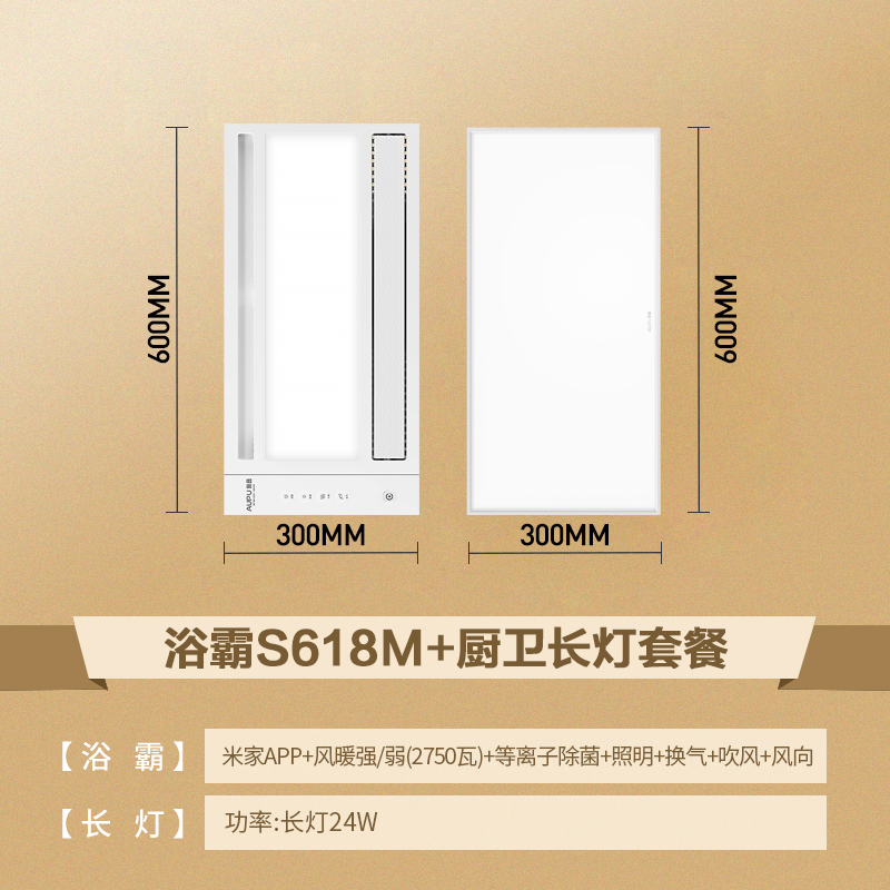 00去购买第四名:飞雕(feidiao)浴霸小户型300×300吹风换气一体式暖风