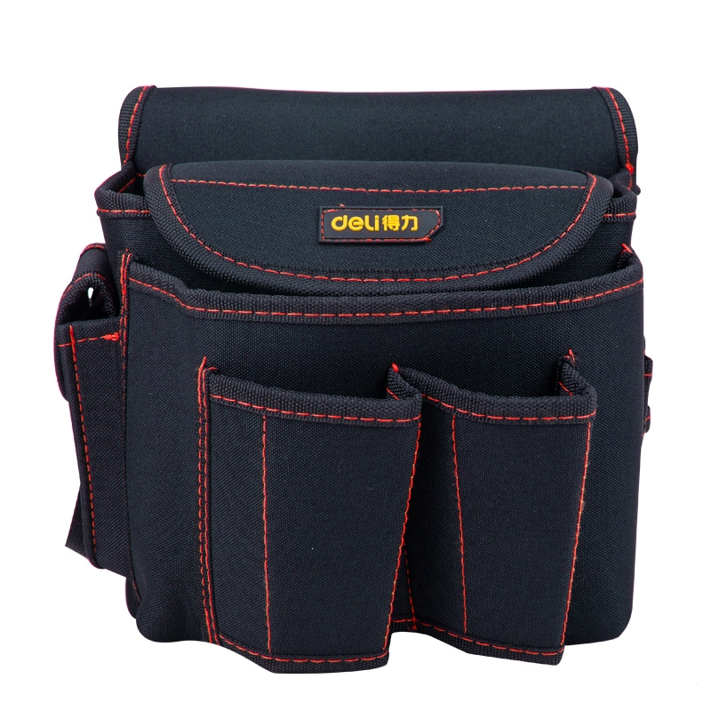 得力工具腰包维修帆布袋加厚工具袋小号多功能电工翻盖工具包