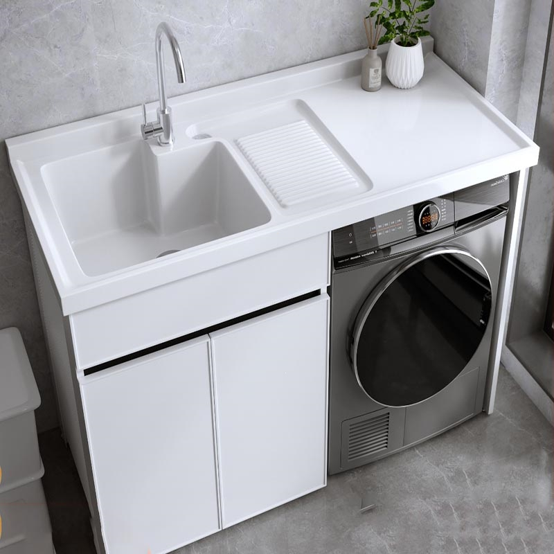 藤印象 阳台太空铝洗衣柜组合石英石一体盆洗衣池带搓板滚筒洗衣机柜
