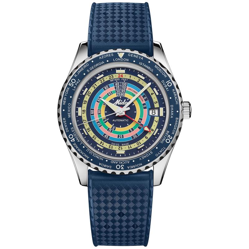 Mido美度中性瑞士海洋星自动腕表美国代购女式手表蓝色橡胶表带高清大图