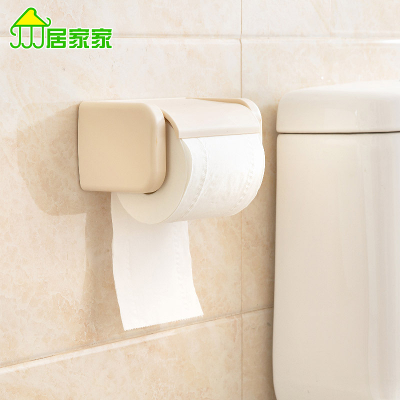 四方达日式厕所纸巾架厕纸架创意卫生间免打孔纸盒带盖防水卷纸架