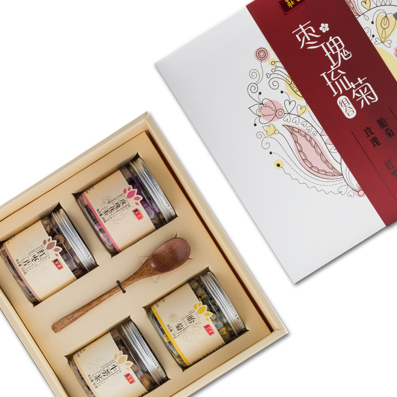 庄民(zhuangmin)牛蒡红枣菊花玫瑰花茶礼盒290g/盒 黄金牛蒡片茶红枣干片脆片胎菊杭白菊花茶玫瑰花 茶叶花草茶