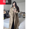 YIBUSHENG巴黎旧梦经典卡其廓形风衣外套女大翻领双排扣中长款气质大梦 XS 经典卡其