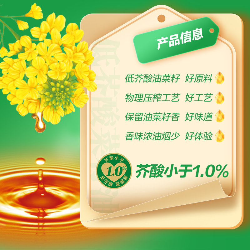 鲁花低芥酸特香菜籽油5L*3 食用油 非转基因 粮油 礼品 家用炒菜 植物油 营养健康轻食 送礼佳品 物理压榨 香浓味美高清大图
