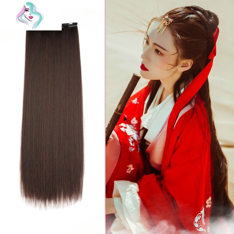 须发片汉服拍摄小龙女不打结直发片你那么美深棕色玉米须五卡长70厘米