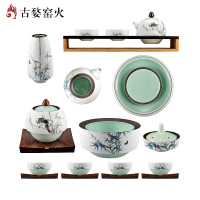 古婺窑火 婺州瓷 般若系列 般若大全套玉砂画面 19件套 礼盒包装 般若大全套(玉砂画面)