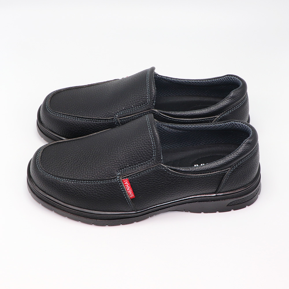 申海安全防护鞋 6608牛软面皮压花 黑色 35-47码 双高清大图