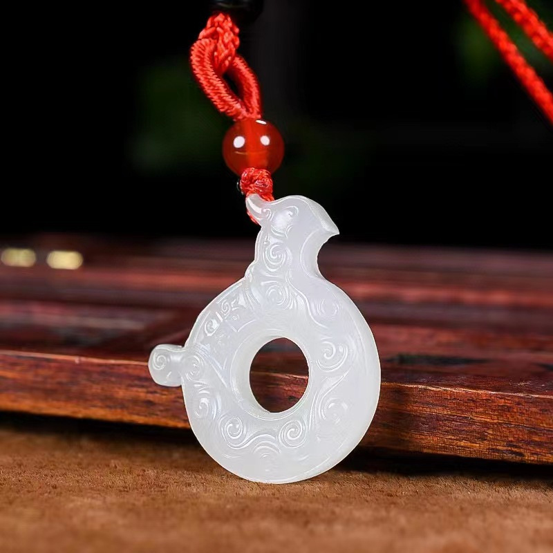 天然和田玉羊脂白玉龙凤对吊坠男女情侣款玉坠定情结婚玉石信物