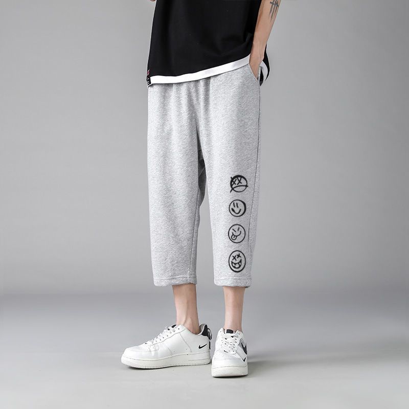 真维斯裤子男休闲卫裤夏季新款日系宽松百搭阔腿运动裤直筒七分裤