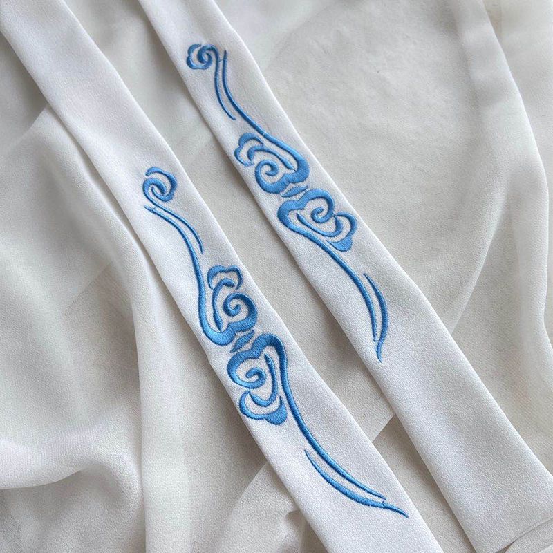 白色祥云古风汉服发饰刺绣款汉服配饰发带超仙祥云发绳发饰女