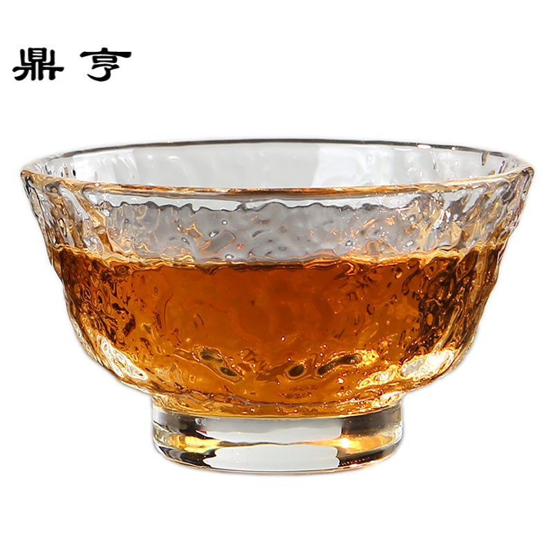 鼎亨日式玻璃品茗杯 简约加厚耐热锤纹茶杯主人杯 功夫茶具茶道