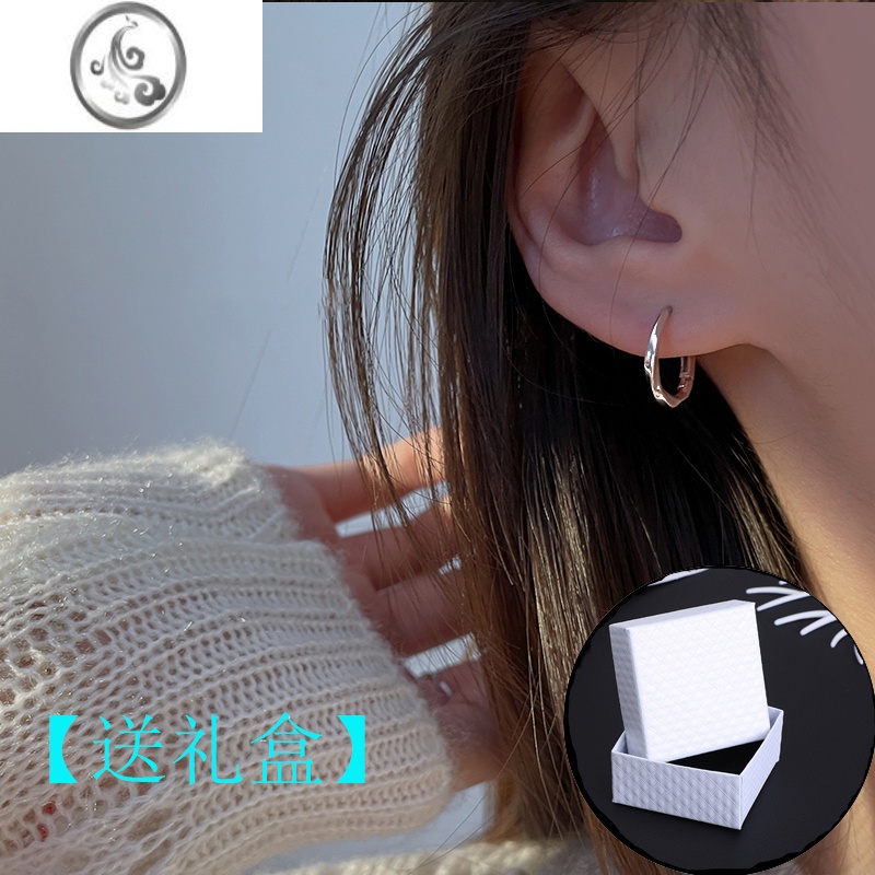 JiMi银银耳扣女小众设计2022新款潮素耳圈耳钉高级感银耳环养耳洞耳饰