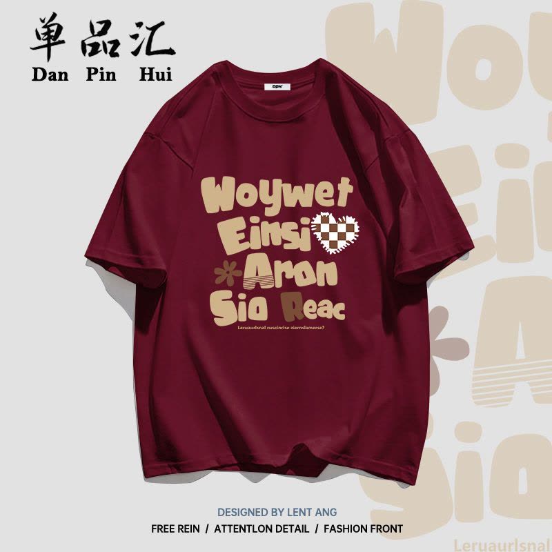 单品汇 纯棉T恤男女夏季新款短袖学生情侣卡通字母印花宽松上衣潮图片