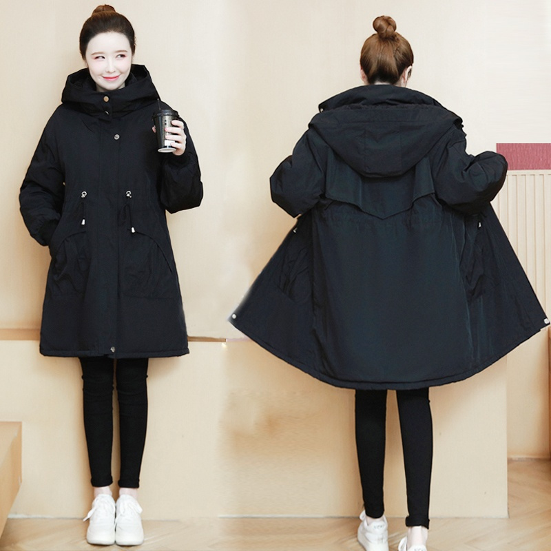 语娄胖妹妹加肥加大码棉衣棉服外套女260斤中长款羔绒休闲连帽棉袄