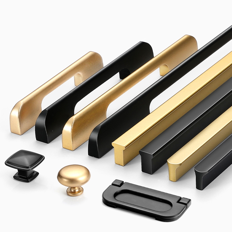 理线家黑色加长衣柜门拉手现代简约高档隐形金色橱柜子抽屉柜门把手