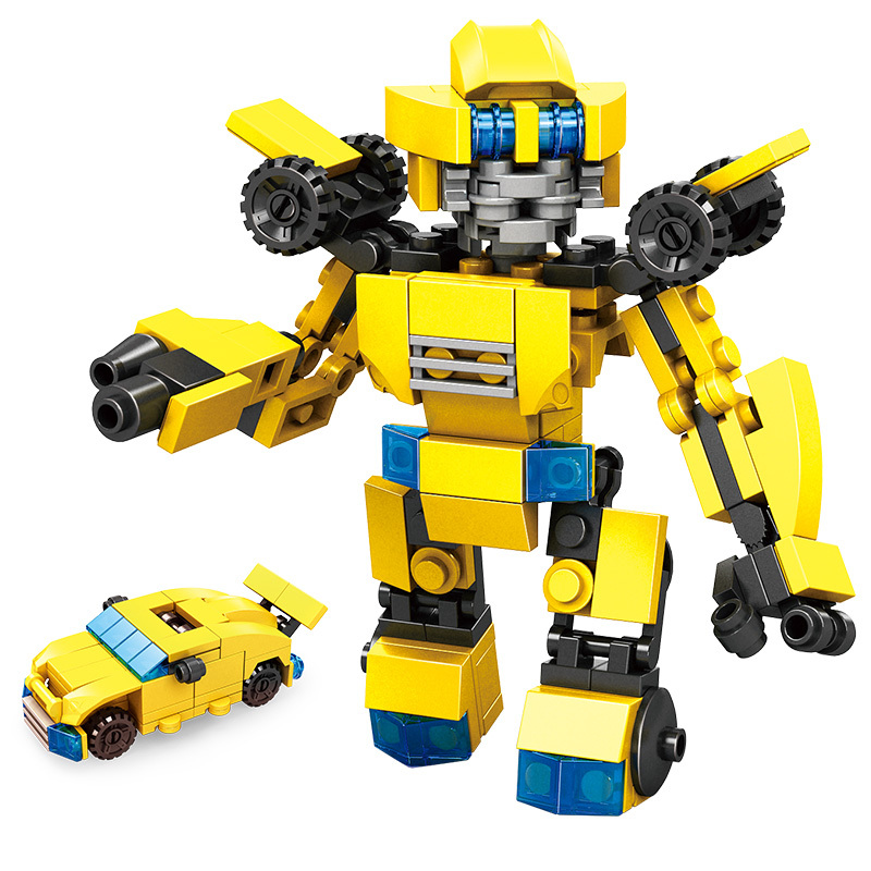 [新品直营]小颗粒迷你积木玩具变形机器人拼装儿童5力动脑6金刚拼图7