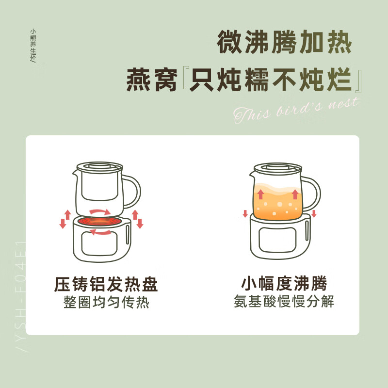 小熊(Bear)迷你养生壶养生杯 电炖杯电热杯煮花茶壶办公室杯子0.4L全玻璃杯体YSH-F04E1高清大图