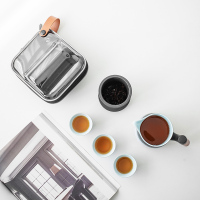 領藝 窑变旅行茶具套装便携式包家用小套功夫泡茶器陶瓷快客杯一壶三杯