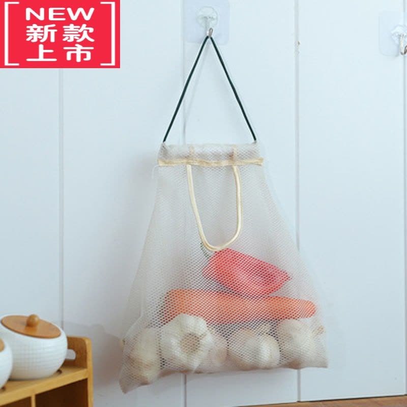 可莉允厨房可挂式果蔬收纳挂袋便携手拎放姜蒜洋葱干菜镂空透气储物网袋图片