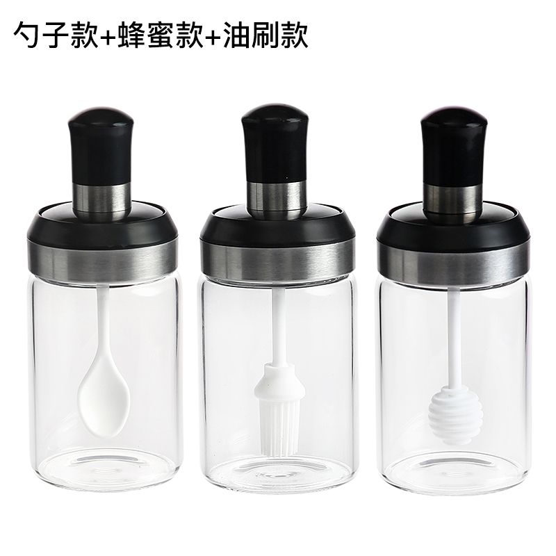 勺盖一体调味罐家用厨房防潮盐味精佐料收纳盒 佐料瓶