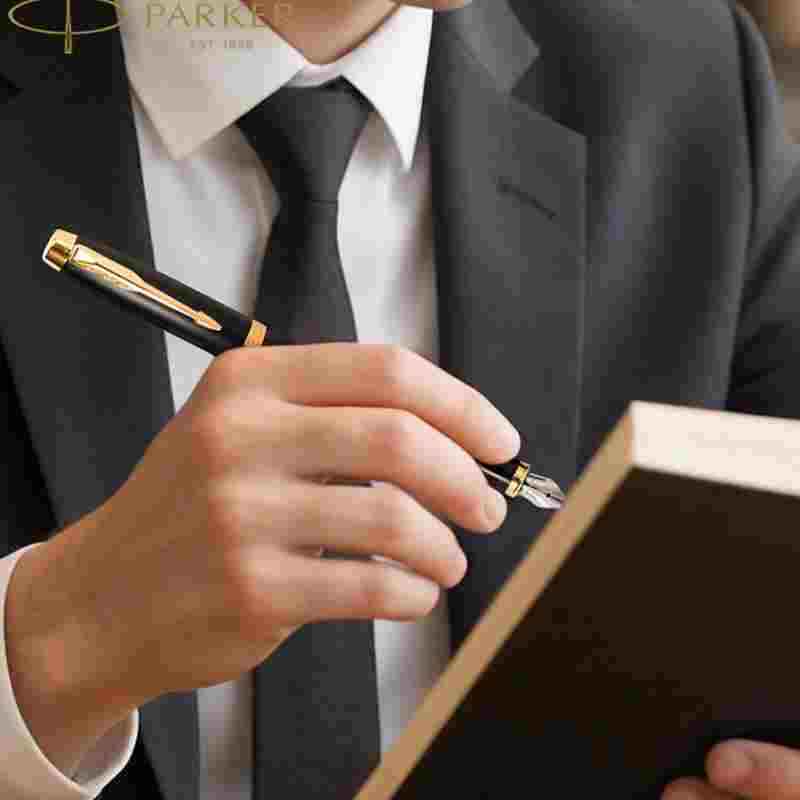 派克 PARKER 纯黑丽雅金夹钢笔套装 IM F尖 (含墨水新款包装盒)高清大图