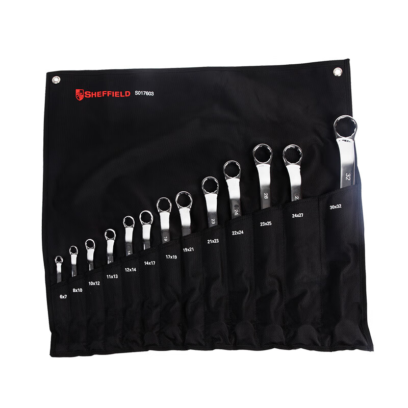 钢盾(SHEFFIELD) S017603 13件套公制精抛光双梅花扳手组套【家用】