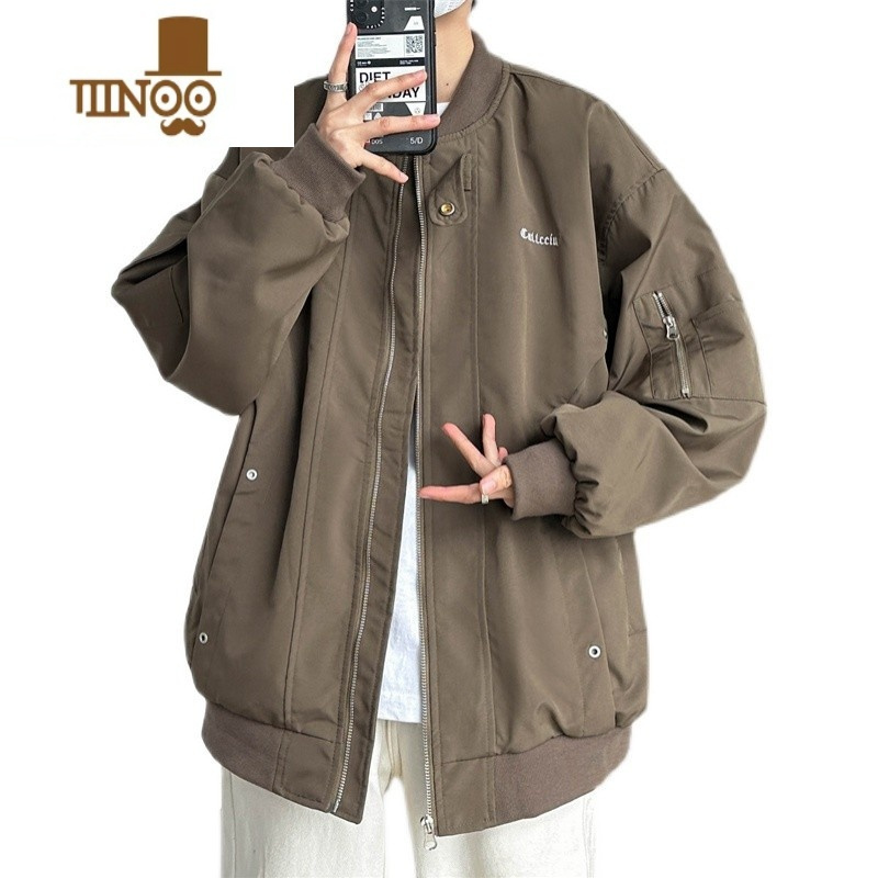 yanxu美式机能风飞行员棒球服外套男秋季新款港风痞帅设计感工装夹克