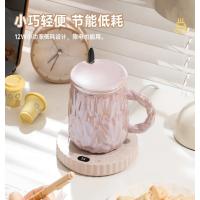 天虹新款 暖杯垫三挡调解恒温杯垫55度恒温插电伴手礼品 - 方形 - 绿（杯垫+刻度玻璃杯+吸管）套装