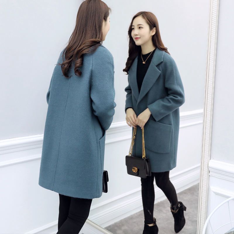 毛呢外套女秋冬中长款大码小个子2021新款韩版宽松学生呢子大衣女