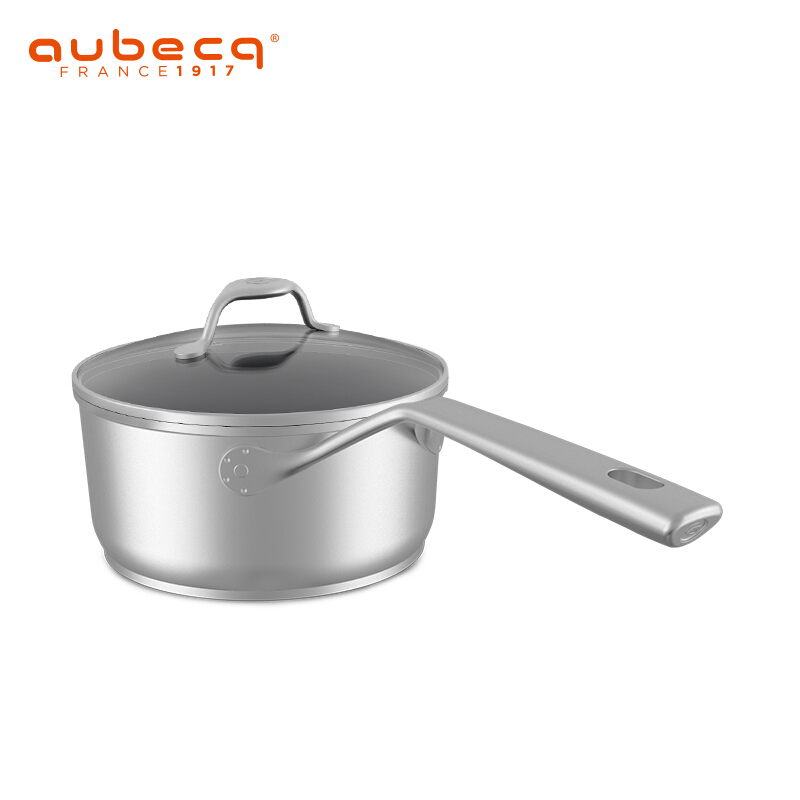 AUBECQ 欧贝克 奶锅 蒸煮不粘宝宝辅食迷你汤锅电磁炉可用 进口双合金 深口平底锅 20cm