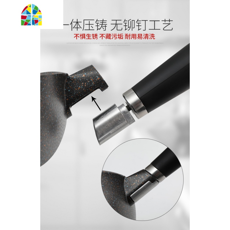 黑金刚煎锅平底锅锅无油烟牛排煎锅电磁炉用无涂层 FENGHOU 黑金刚煎锅带盖28CM送硅胶铲抹布木铲高清大图