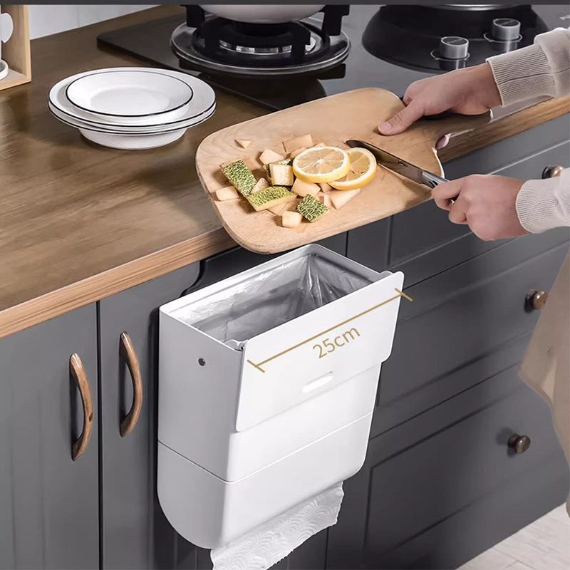jah家用壁挂式垃圾桶厨房带盖创意可悬挂垃圾筒橱柜门滑盖垃圾篓
