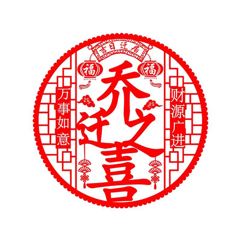 窗花静电贴玻璃贴福字门贴橱窗贴过新年乔迁之喜装饰(直径约44cm左右3张起拍)高清大图