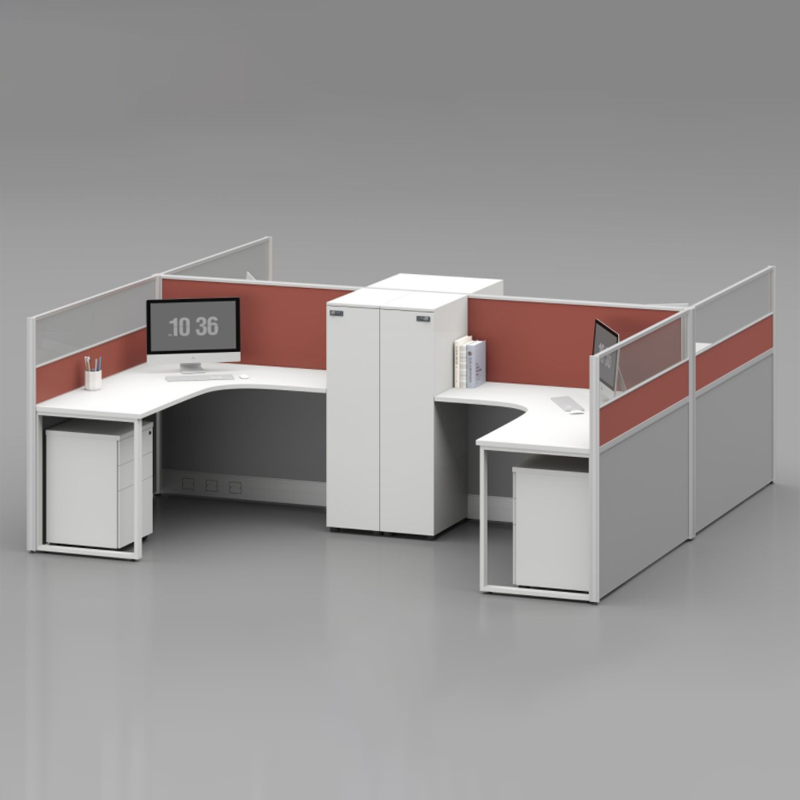 臻远ZYGW-135屏风工作卡位职员桌办公桌含储物衣柜 干型四人位高清大图