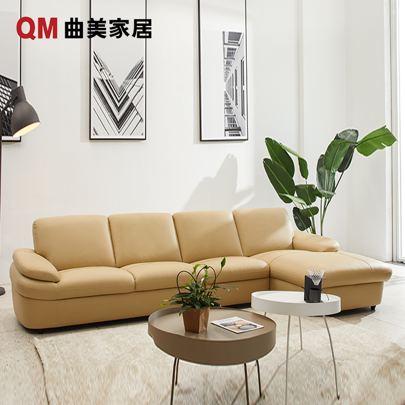 转角组合真皮沙发【价格 图片 品牌 报价】-苏宁易购曲美家具旗舰店