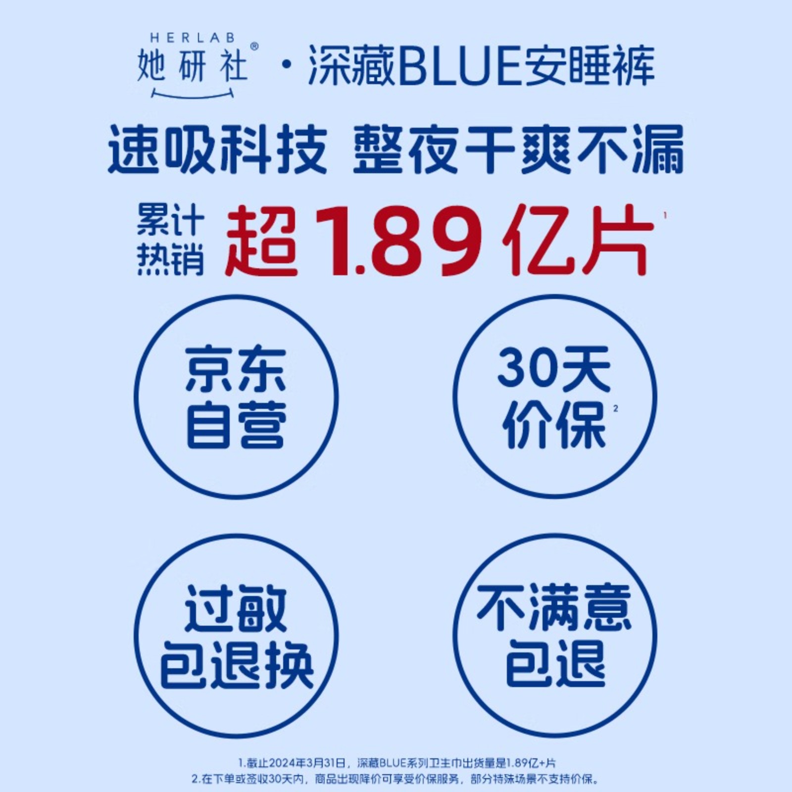 她研社深藏blue安睡裤M-L码12条安心裤 裤型卫生巾高清大图