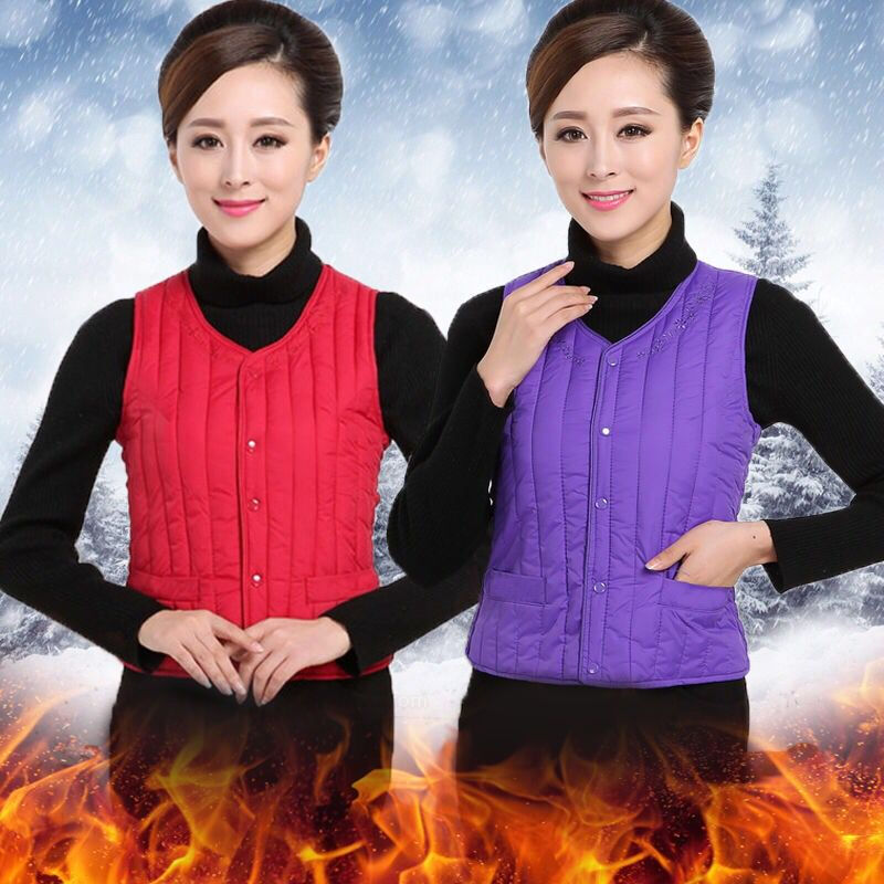 迪鲁奥（DILUAO)锦纶服女内穿马甲短款春秋中老内胆修身口袋妈妈装保暖贴身内穿坎肩官高清大图