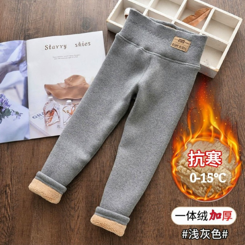 女童加绒打底裤秋冬外穿女大童一体绒宝宝加厚长裤纯棉高腰保暖裤莎丞