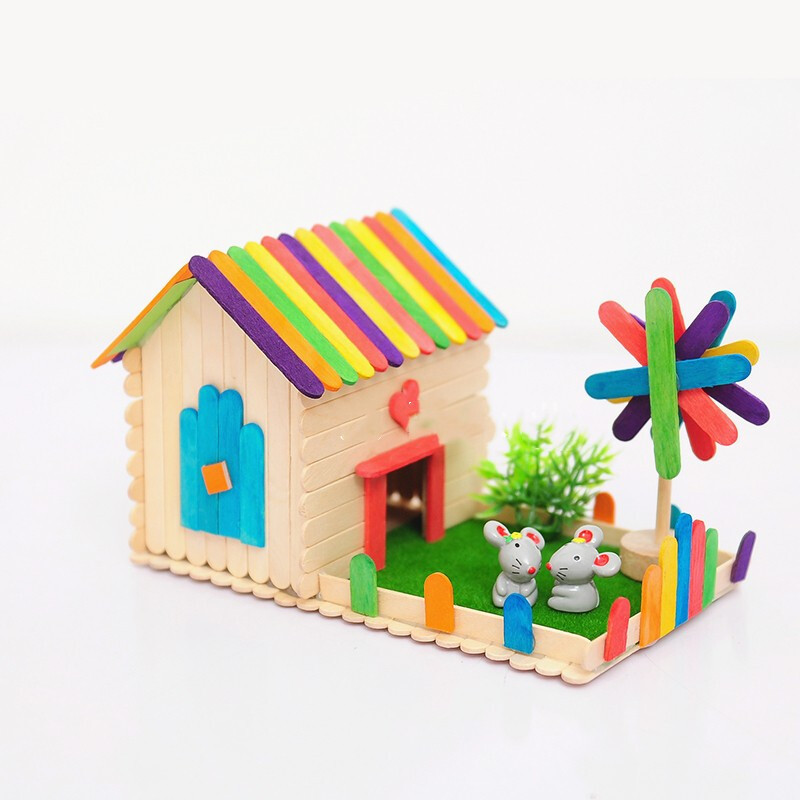 雪糕棒diy创意小房子模型小屋手工亲子幼儿园儿童手工制作材料包生肖